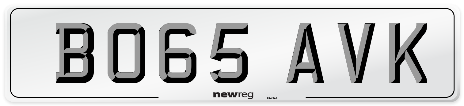 BO65 AVK Number Plate from New Reg